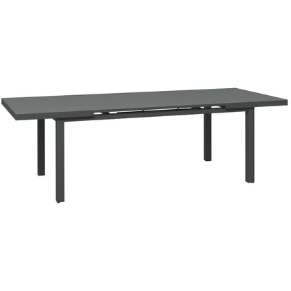 Outsunny Aluminium Garden Table for 6-8, 246 cm Extending Outdoor Dining Table Rectangle for Patio, Balcony - Charcoal Grey