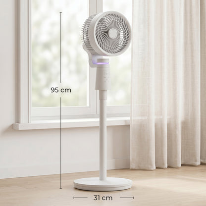 HOMCOM Pedestal Air Circulation Fan with Oscillating, Light Off, White