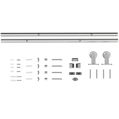 HOMCOM Sliding Door Hardware Kit Smooth Quiet 304 Stainless Steel for 180cm Track Sliver Tone