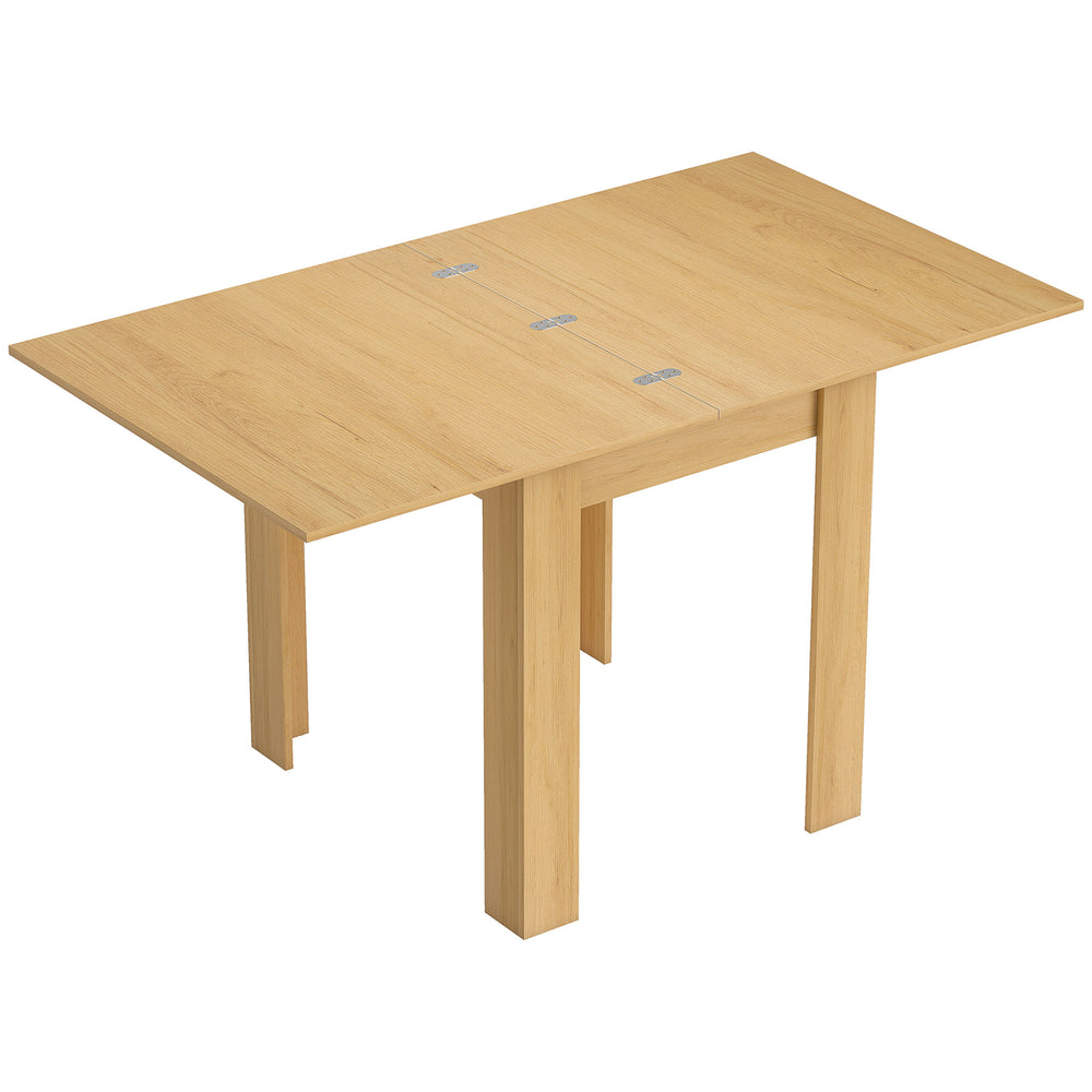 HOMCOM Extendable Rectangular Dining Table for 4 to 6 People, 70-140 cm Kitchen Table, Felt Pads, Natural Wood