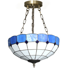 HOMCOM Tiffany Style Ceiling Light, Vintage Chandelier with 3 E27 Sockets, Semi Flush Mount for Living Room, Bulbs Not Included