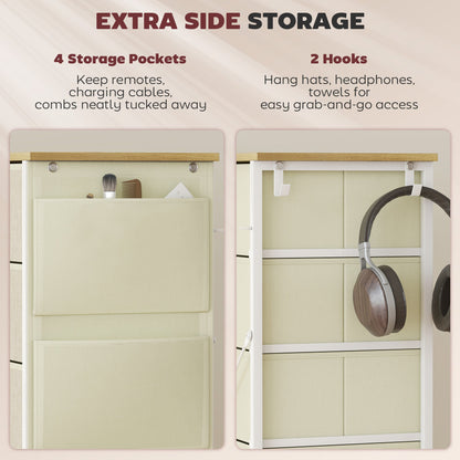 HOMCOM Chest of Ten Fabric Drawers - Beige