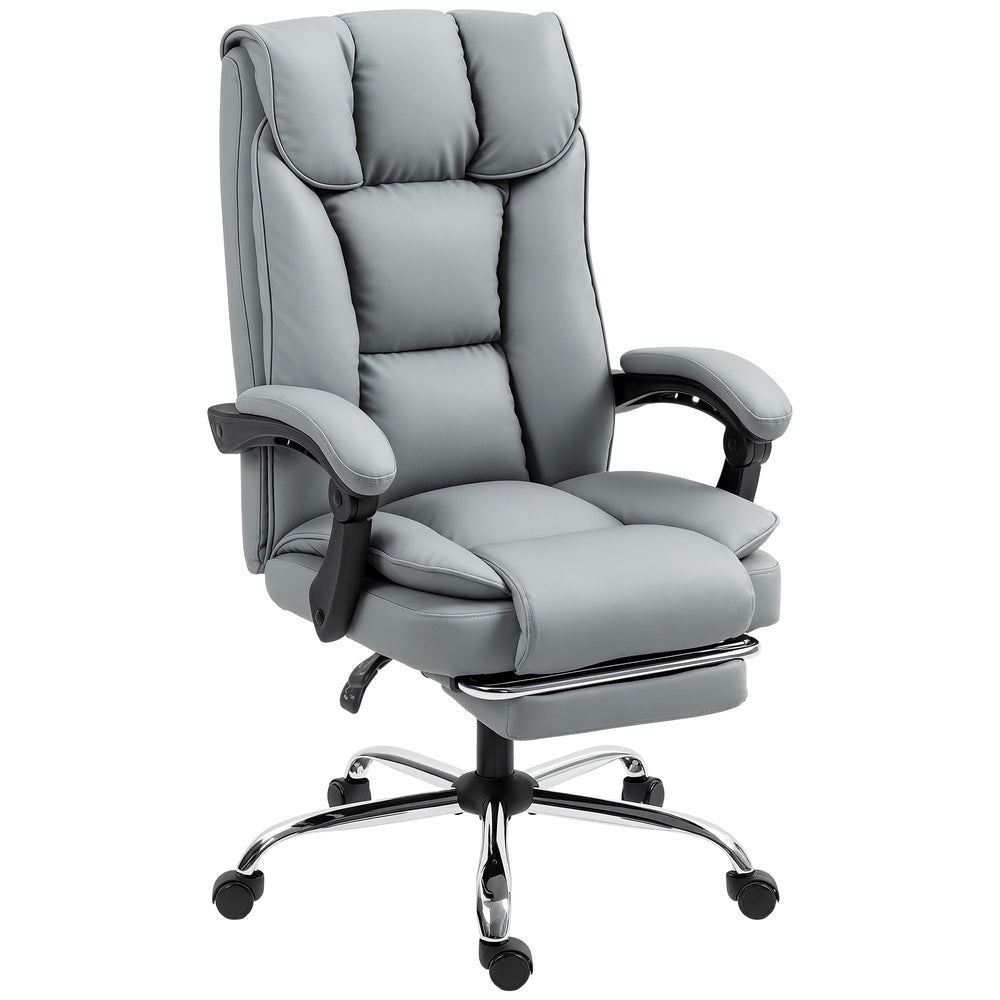HOMCOM 155° Reclining Faux Leather Swivel Office Chair -Black