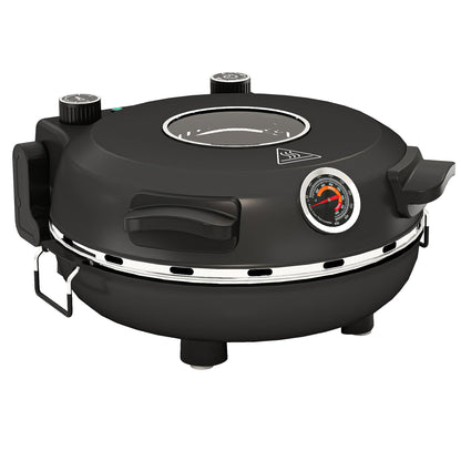 HOMCOM 1200W Pizza Oven, 12 Inch Electric Pizza Maker with Viewing Window, Dual Knob Temp & Timer Control, Overheat Protection, Black
