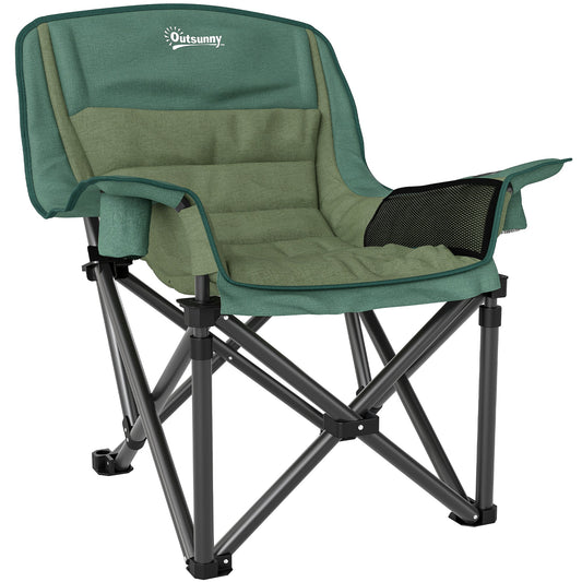 Outsunny Portable Padded Camping Chair, with Bag - Olive Green