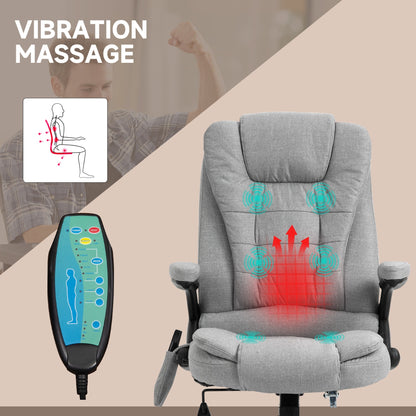 Vinsetto Office Chair, Ergonomic Fabric Desk Chair with 6-Point Massage and Back Heated, Arms, Lumbar Support, Light Grey