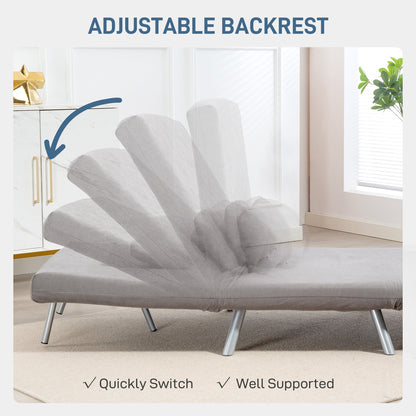 HOMCOM Single Velvet-Feel Chair Bed - Grey