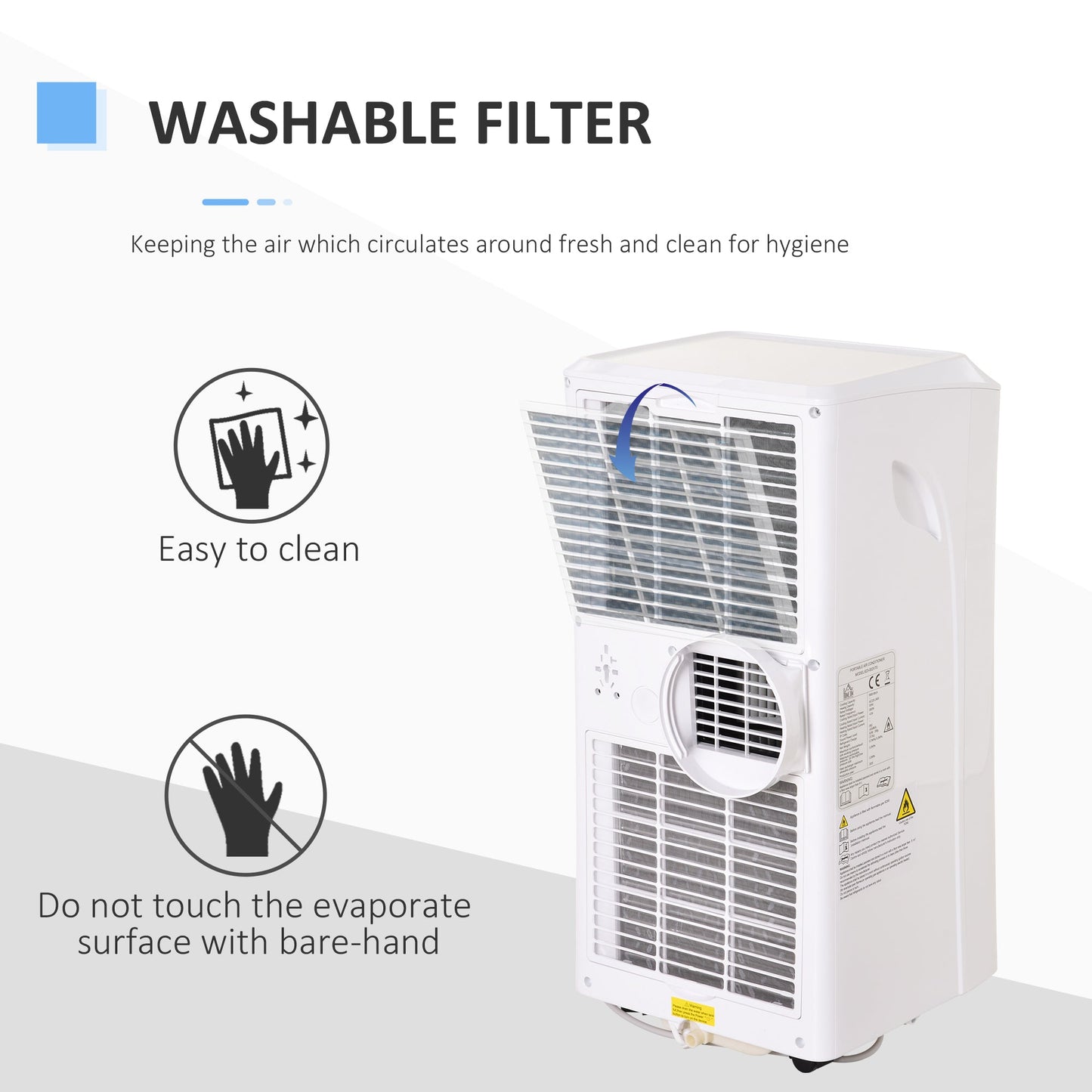 HOMCOM Mobile Air Conditioner with Remote Control, Timer, Cooling Dehumidifying Ventilating, LED Display White - 1003W