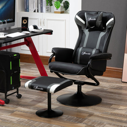 Vinsetto Video Game Chair Footrest Set Racing w/ Pedestal Base Home Office, Deep Grey