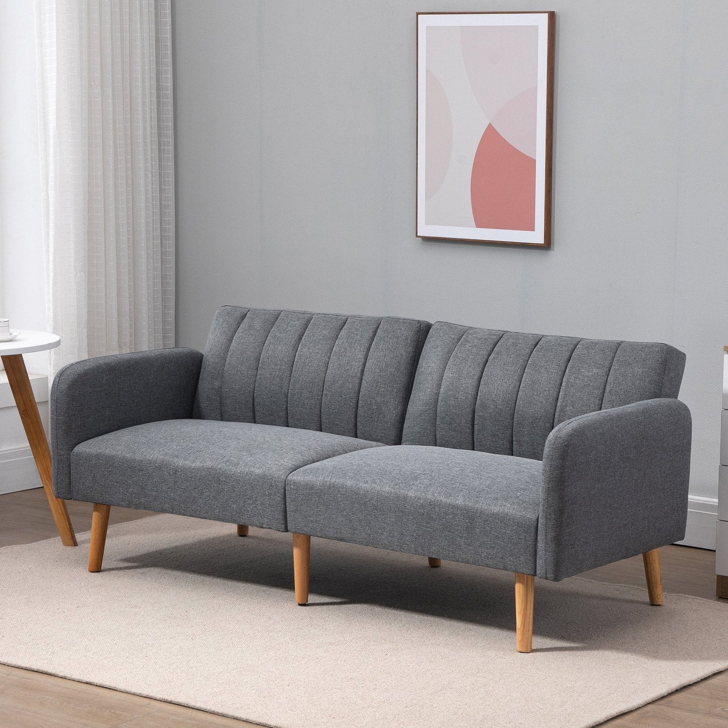 HOMCOM Two-Seater Sofa Bed, with Three-Position Back - Grey