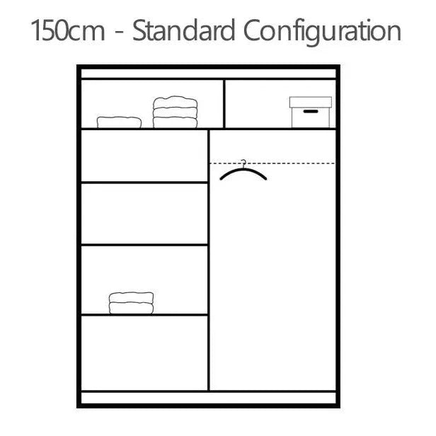 Vista Mirrored Sliding Door Wardrobe - Black, White and Oak