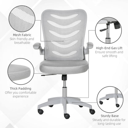 Vinsetto Mesh Office Chair Swivel Task Computer Chair for Home w/ Lumbar Support, Grey