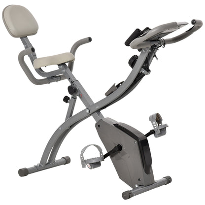 HOMCOM 2-In-1 Upright Exercise Bike Adjustable Resistance Fitness Home Cycle Grey
