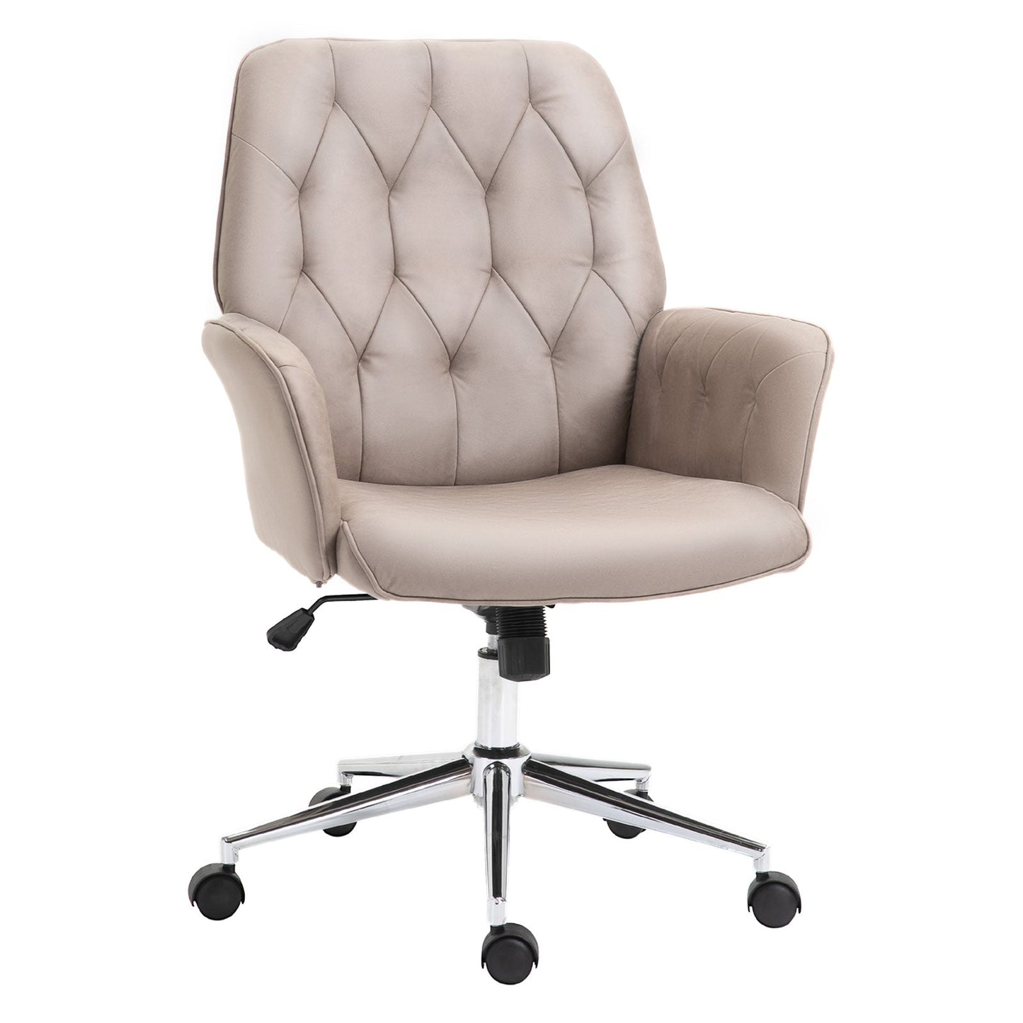 Vinsetto Micro Fiber Office Swivel Chair Mid Back Computer Desk Chair with Adjustable Seat, Arm - Light Grey