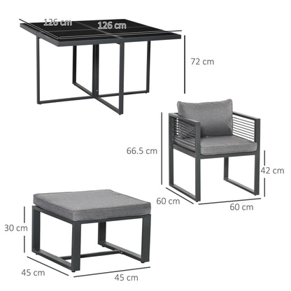 Outsunny 8 Seater Garden Dining Cube Set - Grey