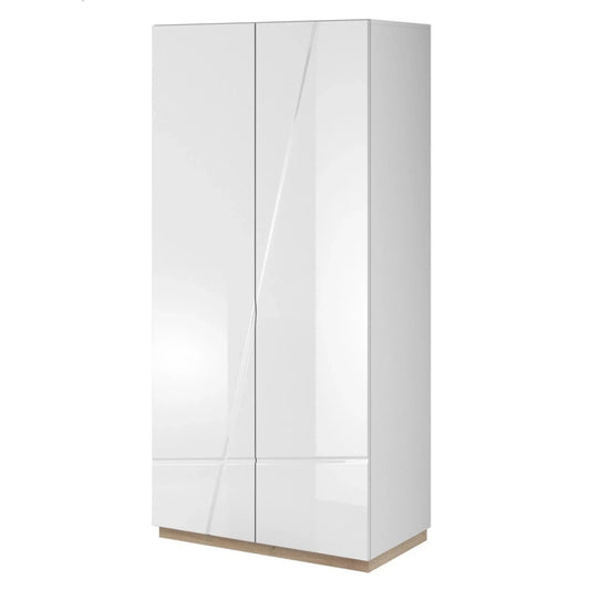 Fabia 90cm 2-Door Gloss Wardrobe - White