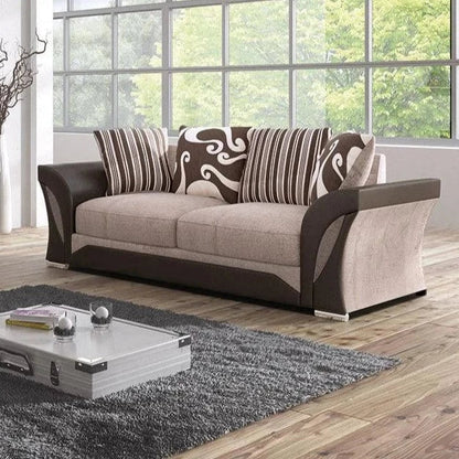 Sparrow Chenille Fabric 3 Seater Sofa - Black & Grey / Brown & Beige