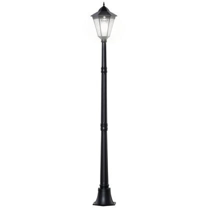 Outsunny 1.9M Garden Lamp Post Light, IP44 Outdoor LED Solar Powered Lantern Lamp with Aluminium Frame for Patio, Pathway and Walkway, Black