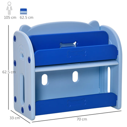 Kids Toy Storage Organizer Bookshelf Unit with 2-layer Storage Rack Blue