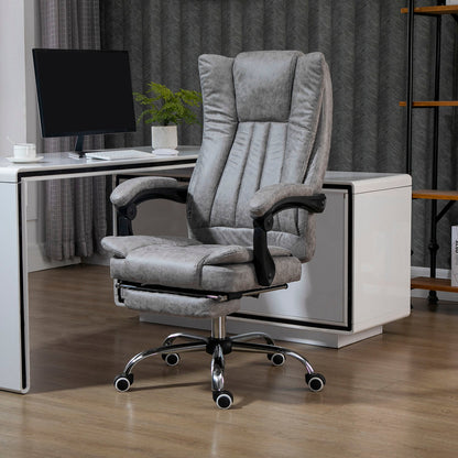 Vinsetto Reclining Office Chair with Armrests and Footrest -  Grey