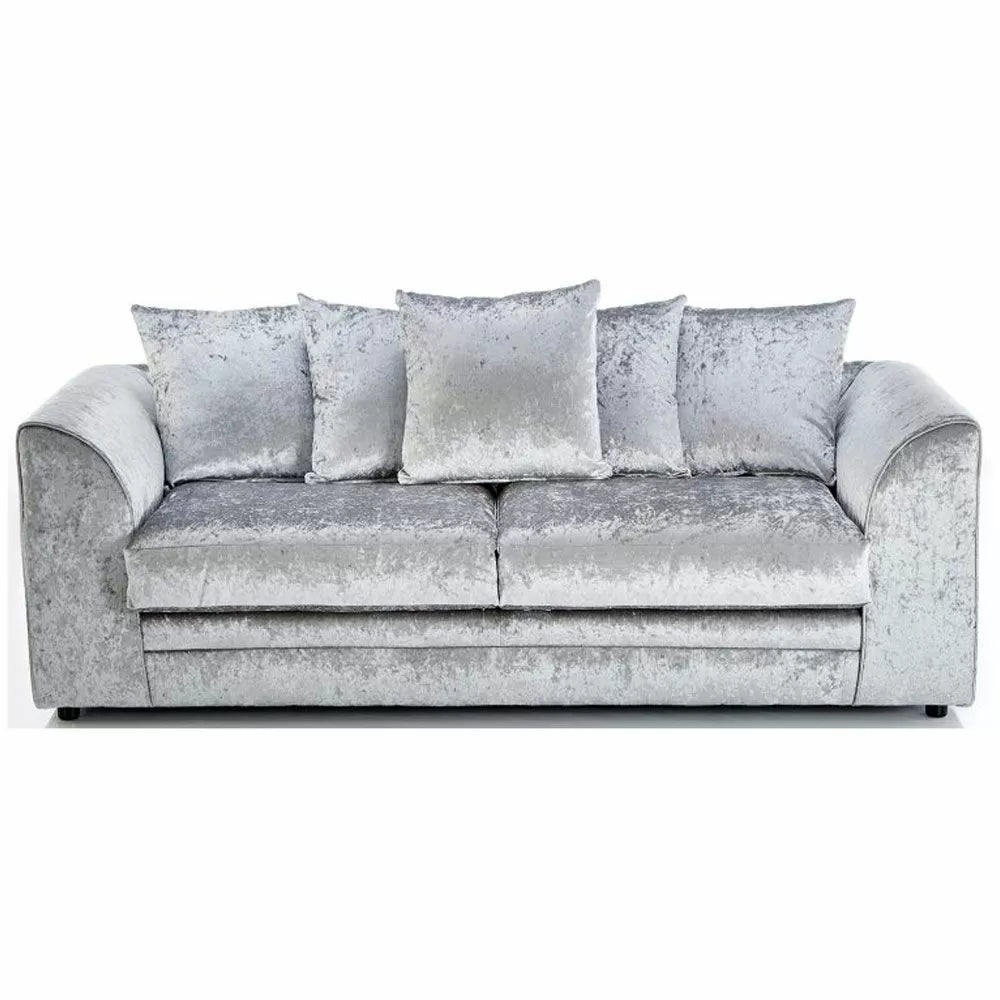 Arabia Crushed Velvet 3 Seater Sofa - Silver