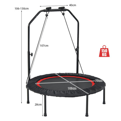 101 cm Mini Trampoline with 2 Resistance Bands and Adjustable Foam Handle-Red