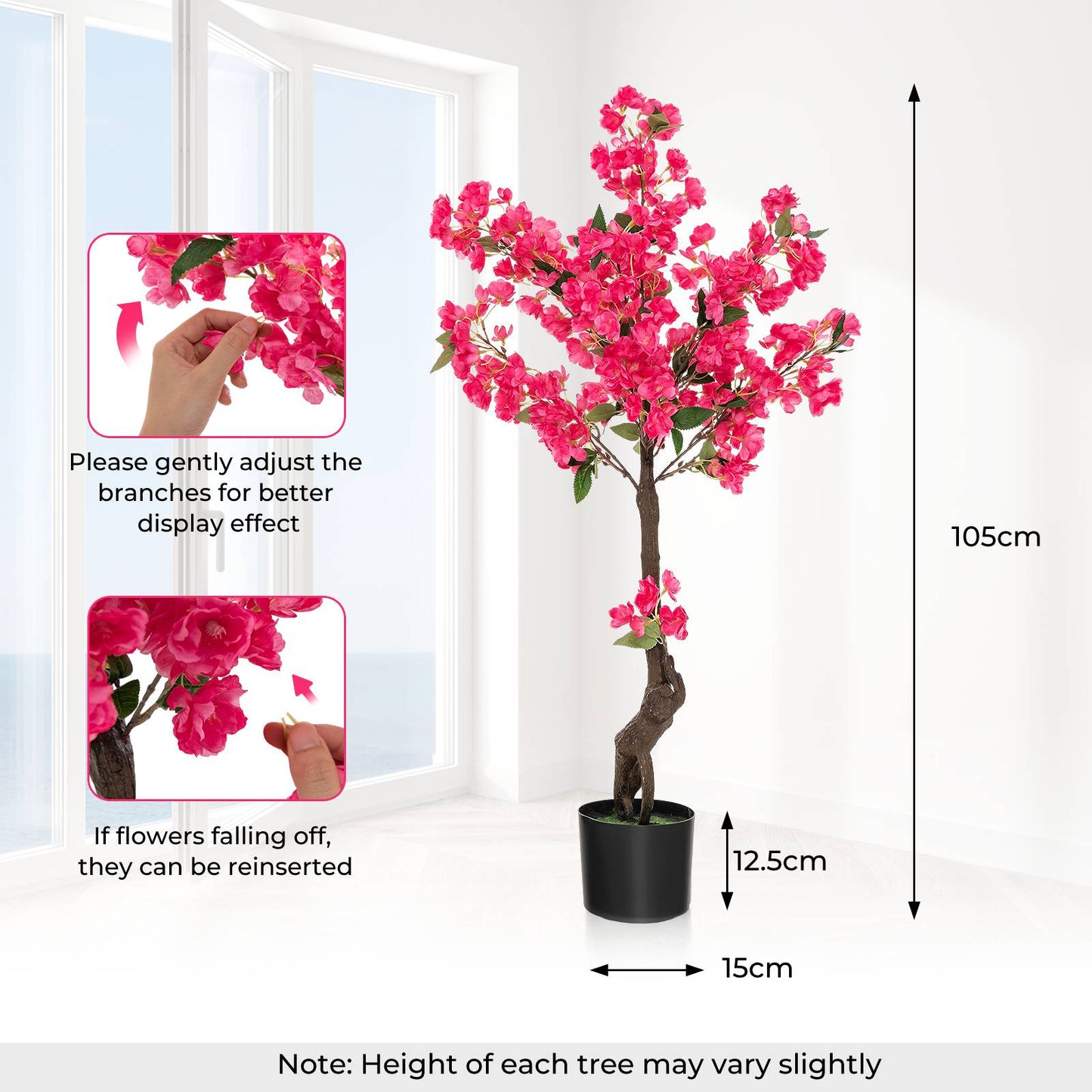 105 CM Artificial Plum Blossom Tree with 96 Flowers-1 Piece