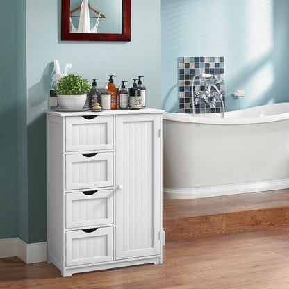 Freestanding Storage Cupboard with Adjustable Shelf and Drawers-White