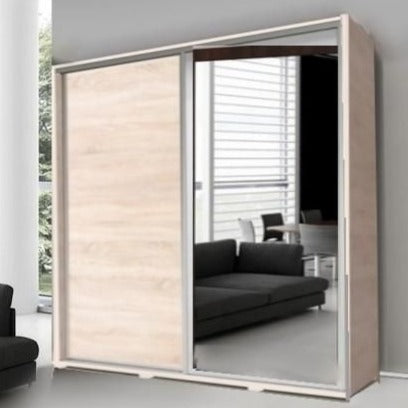 Prudence-I 2-Door Mirrored Sliding Wardrobe - Wenge, White, Oak or Plum Wallis