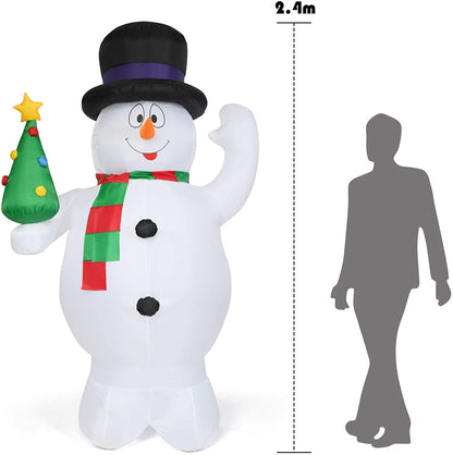 2.4M/ 8FT Inflatable Snowman Christmas Decoration with LED Lights