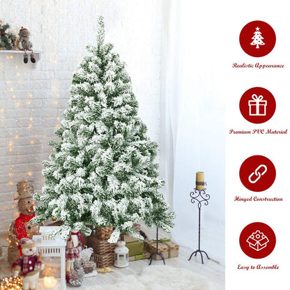 4.5ft Snow Flocked Hinged Pine Foldable Christmas Tree