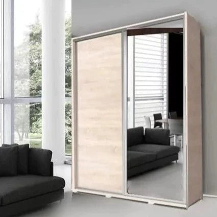 Prudence-I 2-Door Mirrored Sliding Wardrobe - Wenge, White, Oak or Plum Wallis