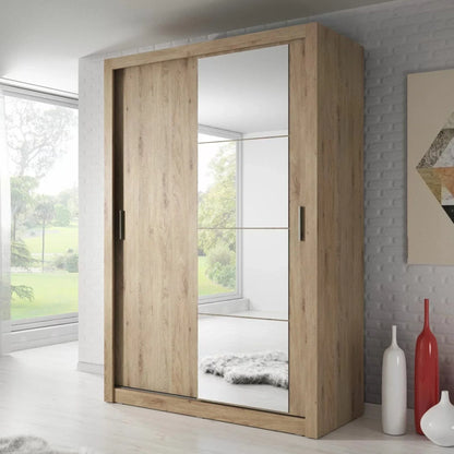 Zakhar 2 Door Sliding Wardrobe 150cm - Black, White, Grey or Oak