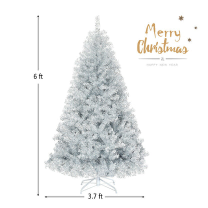 6ft Artificial Silver Hinged Christmas Tree