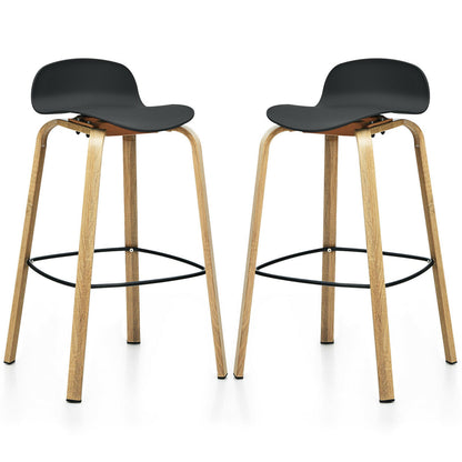 2 x Bar Chairs, High Counter Stools with Footrest-Black