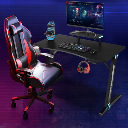 Z-shaped Ergonomic Gaming Computer Desk with RGB Light