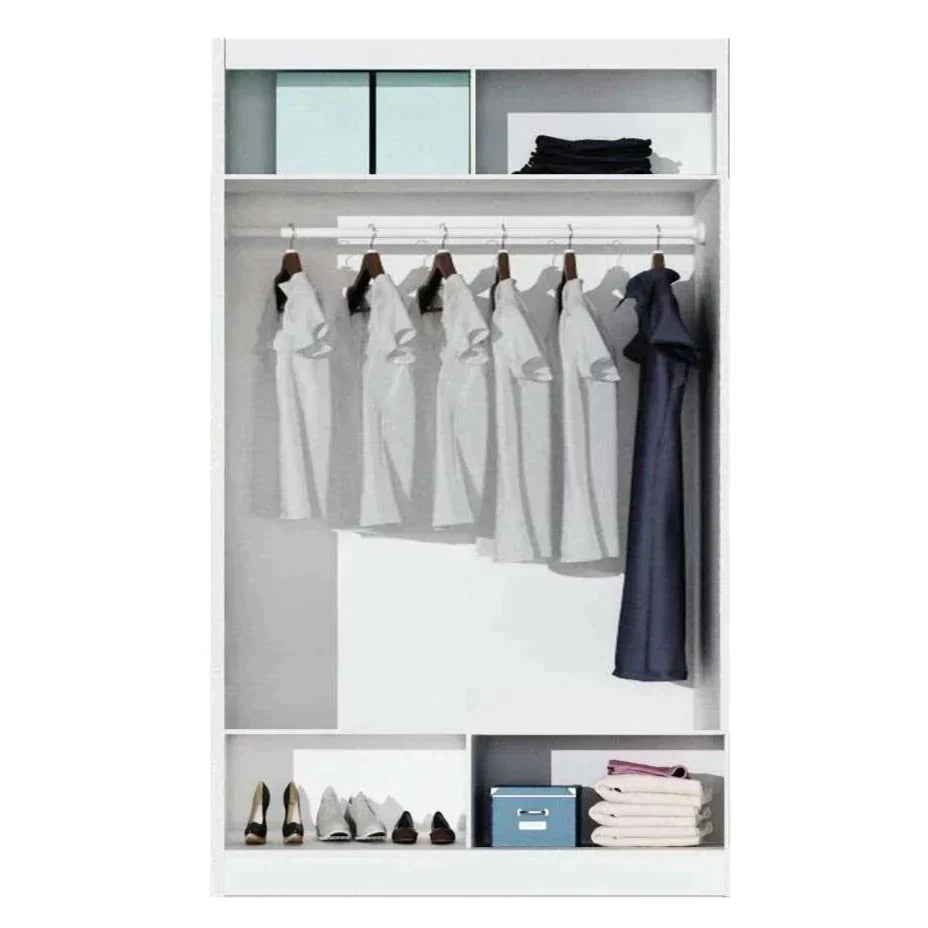 Full Mirrored White Sliding Wardrobe - 4 Sizes