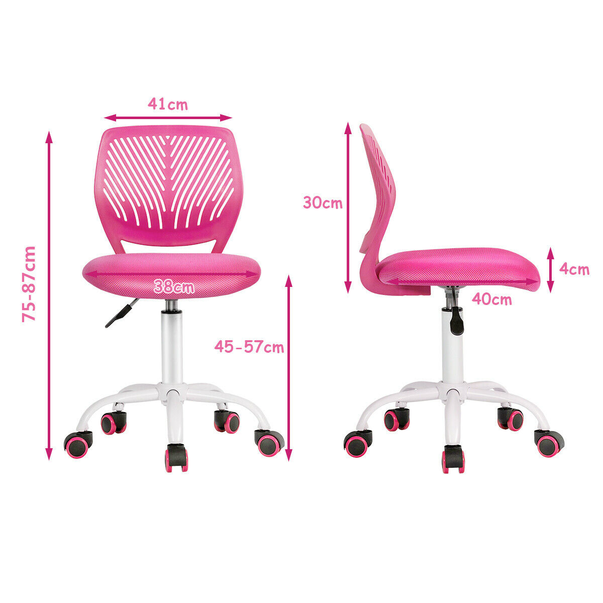 Children's Height Adjustable Computer / Office Chair-Rose