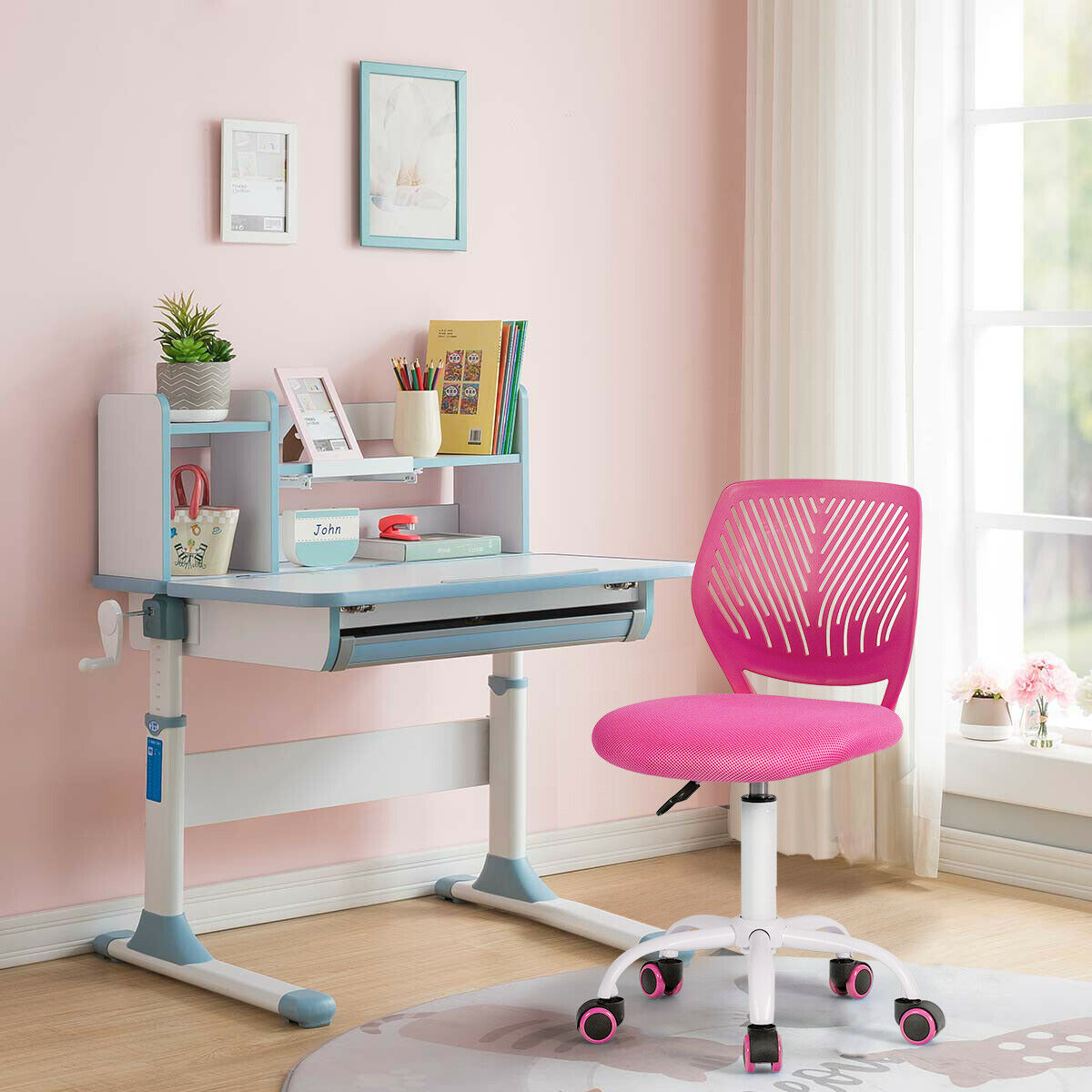 Children's Height Adjustable Computer / Office Chair-Rose