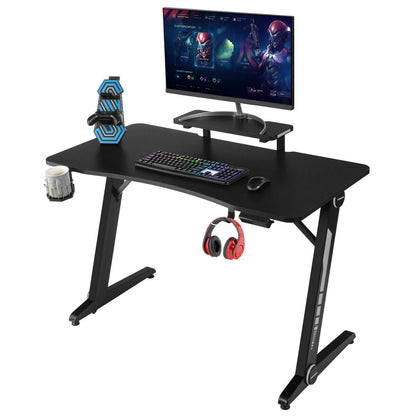 Z-shaped Ergonomic Gaming Computer Desk with RGB Light