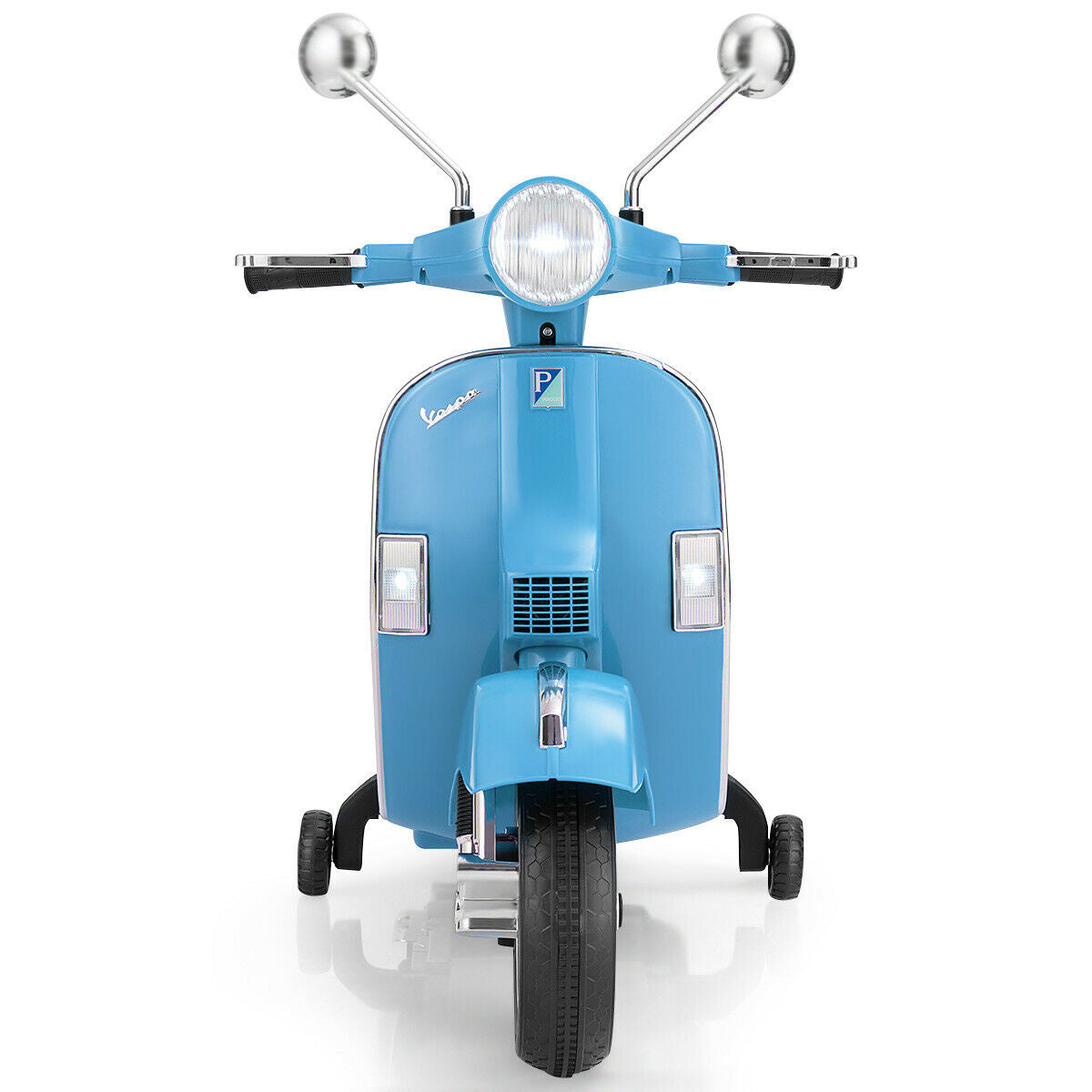 Ride On 6v Licenced Vespa Motorcycle with Music-Blue