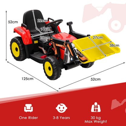 12V Battery Powered Loader Digger with Adjustable Arm and Bucket-Red