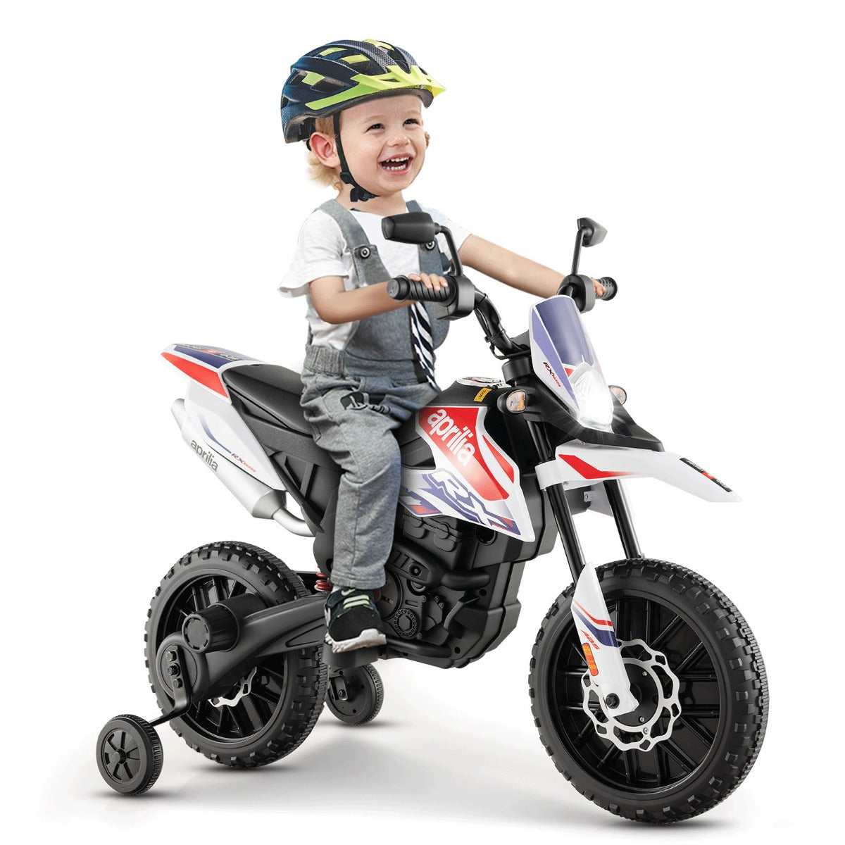 12V Battery Powered Toddler Motorbike with Music for 3-8 Years Old Kids-White