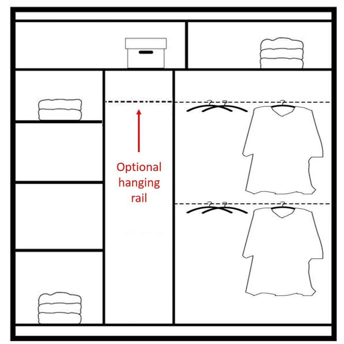 Broadland Sliding Door 203cm Wardrobe with Mirror - White, Black, Sonoma