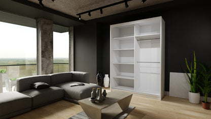 Moon 2 Sliding Door Wardrobe Grey, Black, White - 150cm and 203cm