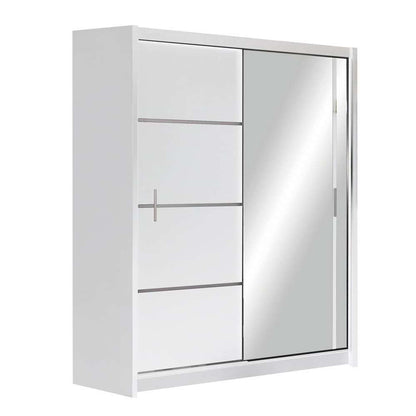 Vista Mirrored Sliding Door Wardrobe 150 cm- Black, White and Oak