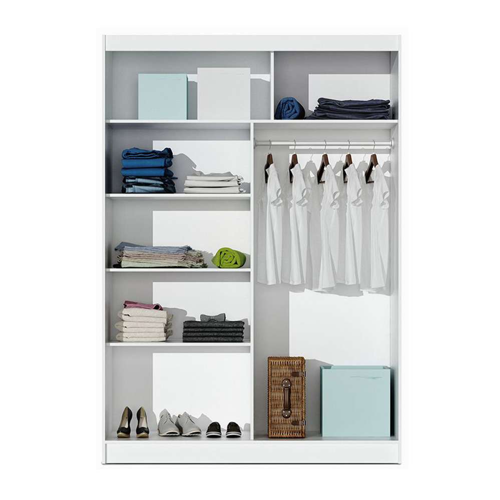 Vista Mirrored Sliding Door Wardrobe - Black, White and Oak