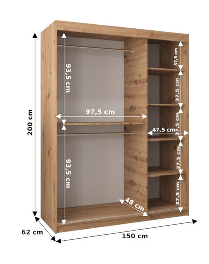 Torino Sliding Door Wardrobe 150cm