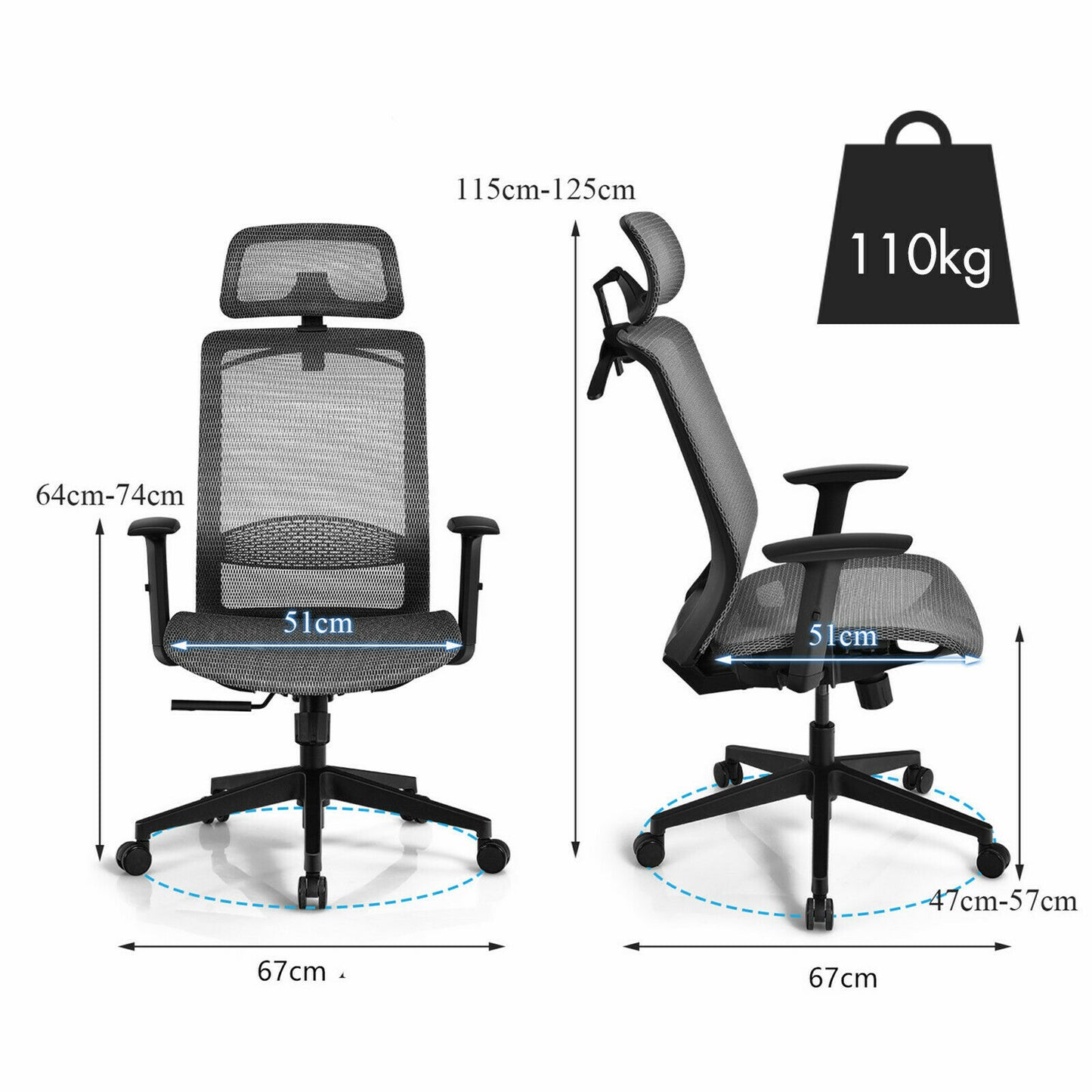 Ergonomic Mesh Office Chair with Adjustable Lumbar Support