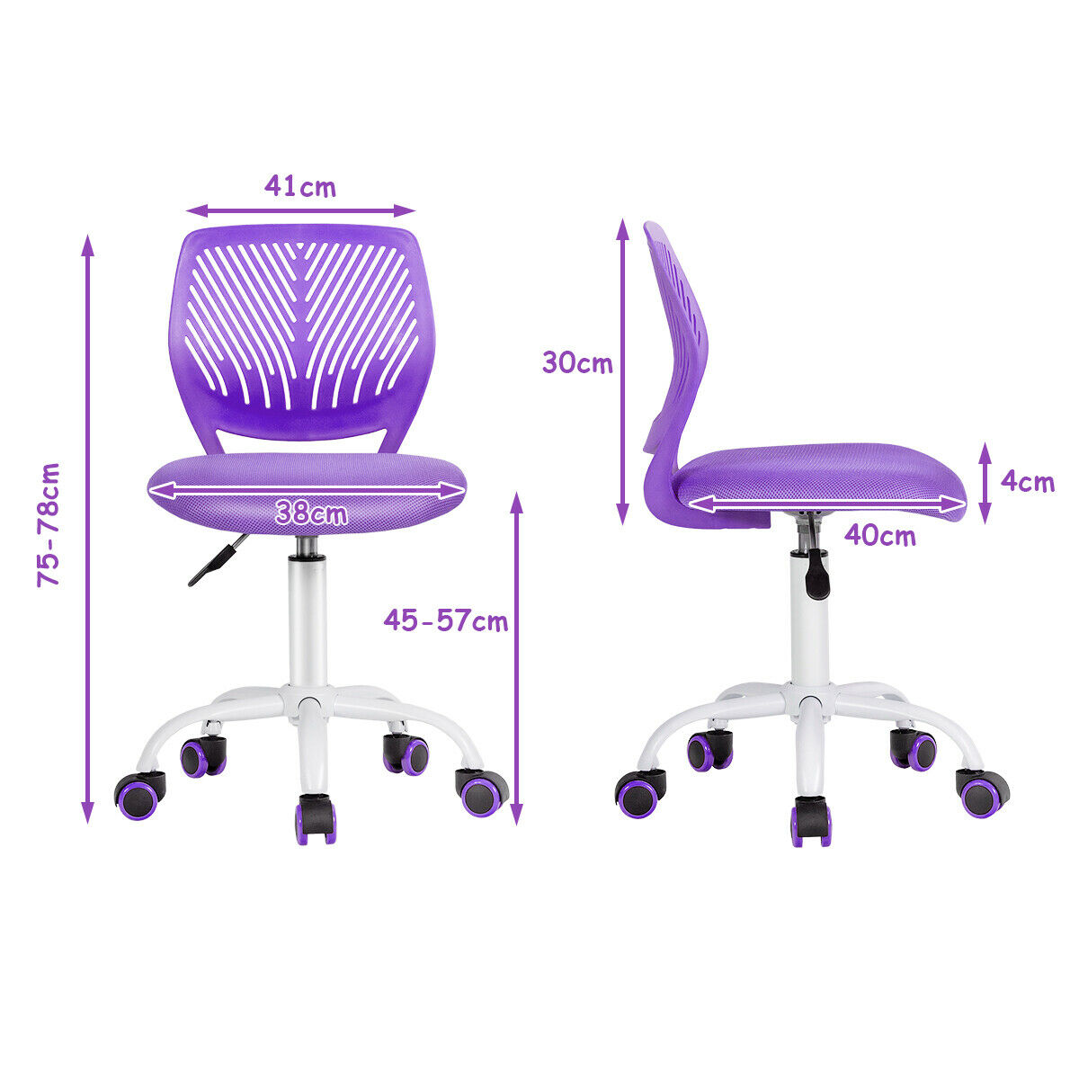 Children's Height Adjustable Computer / Office Chair-Purple